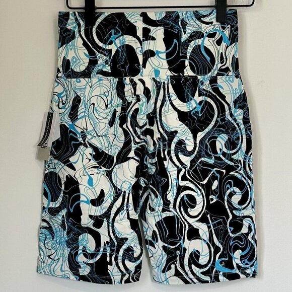 NWT BP by Nordstrom High Waist Bike Shorts in Black Blue Meridian Print - Small - Picture 6 of 6